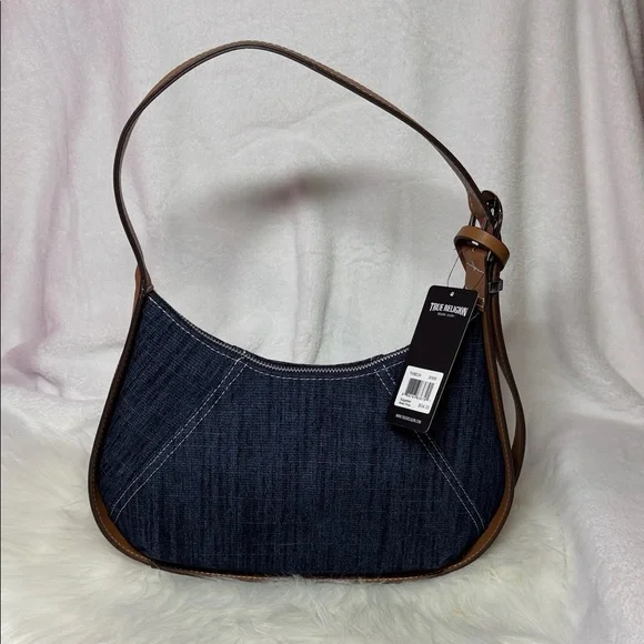 True Religion Blue and Brown Shoulder Bag - Picture 3 of 9